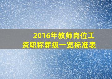 2016年教师岗位工资职称薪级一览标准表