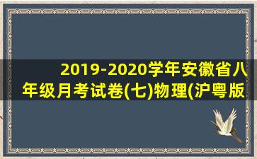 2019-2020学年安徽省八年级月考试卷(七)物理(沪粤版)