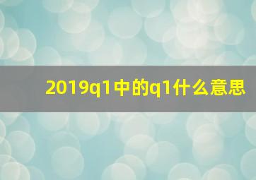 2019q1中的q1什么意思