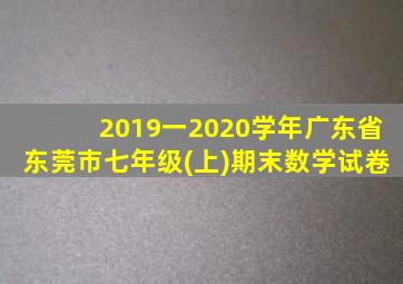 2019一2020学年广东省东莞市七年级(上)期末数学试卷