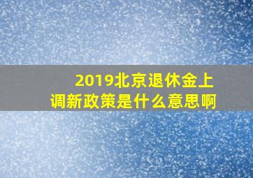 2019北京退休金上调新政策是什么意思啊