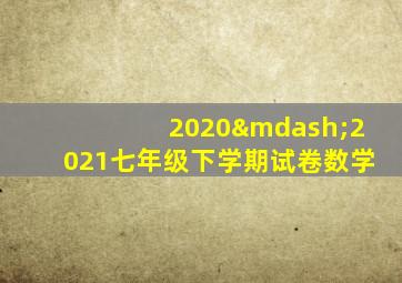 2020—2021七年级下学期试卷数学