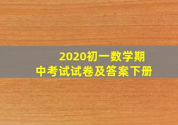 2020初一数学期中考试试卷及答案下册