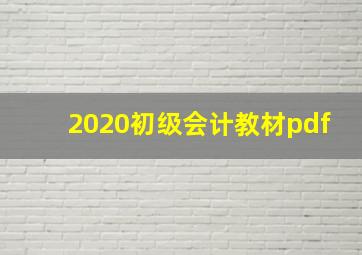 2020初级会计教材pdf