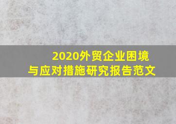 2020外贸企业困境与应对措施研究报告范文