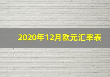 2020年12月欧元汇率表