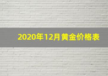 2020年12月黄金价格表