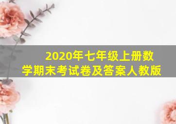 2020年七年级上册数学期末考试卷及答案人教版