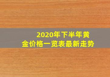 2020年下半年黄金价格一览表最新走势