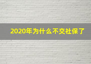 2020年为什么不交社保了