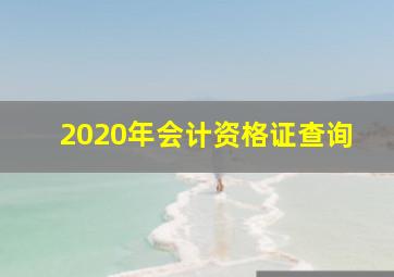 2020年会计资格证查询