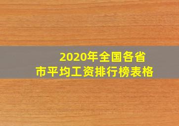 2020年全国各省市平均工资排行榜表格