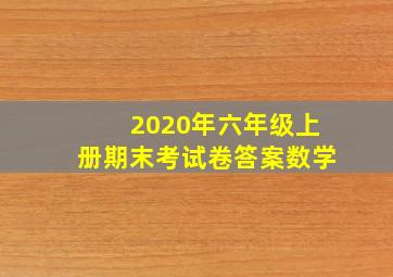 2020年六年级上册期末考试卷答案数学