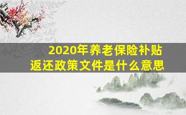 2020年养老保险补贴返还政策文件是什么意思