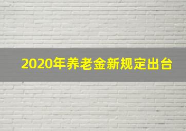 2020年养老金新规定出台