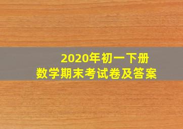 2020年初一下册数学期末考试卷及答案