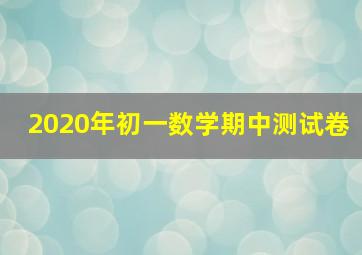 2020年初一数学期中测试卷