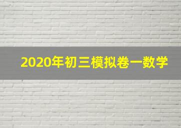 2020年初三模拟卷一数学