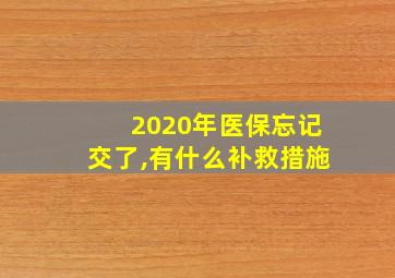 2020年医保忘记交了,有什么补救措施