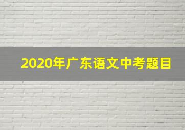 2020年广东语文中考题目