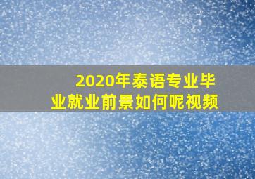 2020年泰语专业毕业就业前景如何呢视频