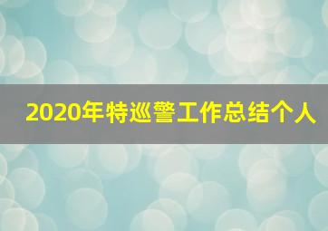 2020年特巡警工作总结个人