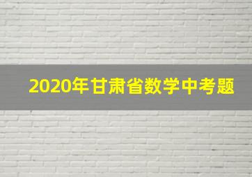 2020年甘肃省数学中考题