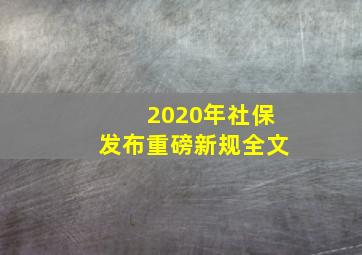 2020年社保发布重磅新规全文