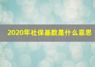 2020年社保基数是什么意思