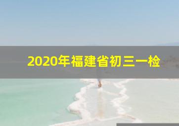 2020年福建省初三一检