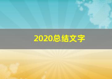 2020总结文字