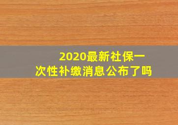 2020最新社保一次性补缴消息公布了吗