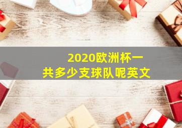 2020欧洲杯一共多少支球队呢英文