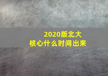 2020版北大核心什么时间出来