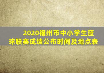 2020福州市中小学生篮球联赛成绩公布时间及地点表