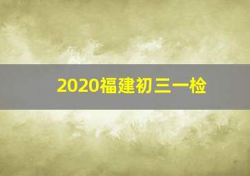 2020福建初三一检