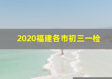 2020福建各市初三一检