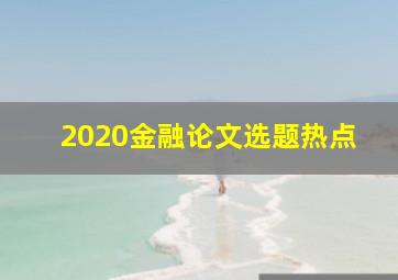 2020金融论文选题热点