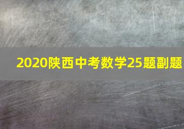 2020陕西中考数学25题副题