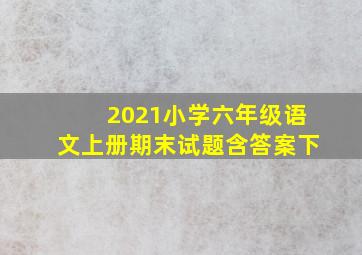 2021小学六年级语文上册期末试题含答案下