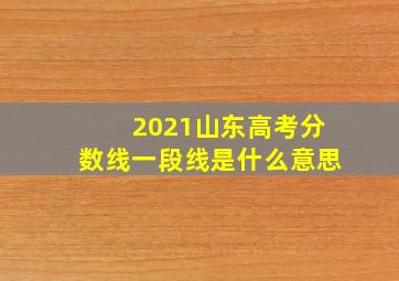 2021山东高考分数线一段线是什么意思