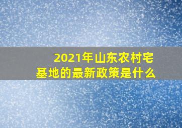 2021年山东农村宅基地的最新政策是什么