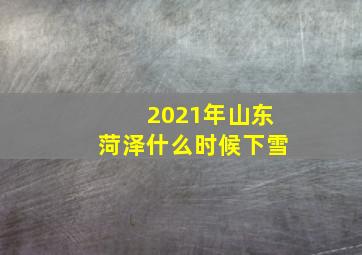 2021年山东菏泽什么时候下雪