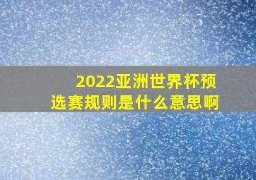 2022亚洲世界杯预选赛规则是什么意思啊