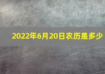 2022年6月20日农历是多少