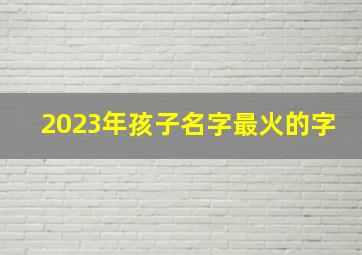 2023年孩子名字最火的字