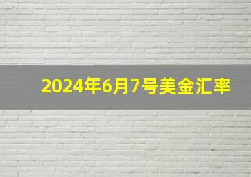 2024年6月7号美金汇率