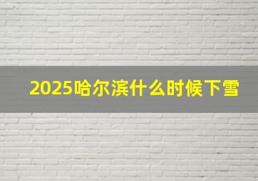 2025哈尔滨什么时候下雪