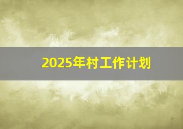 2025年村工作计划