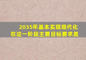 2035年基本实现现代化在这一阶段主要目标要求是